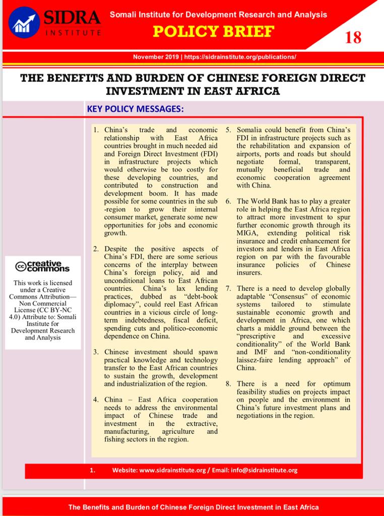 The Benefits and Burden of Chinese Foreign Direct Investment in East Africa