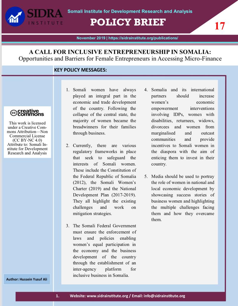 A Call for Inclusive Entrepreneurship in Somalia